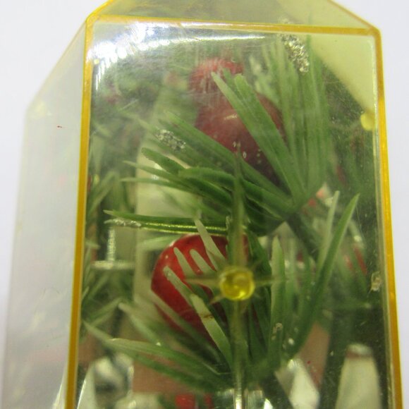 3 Jewel Brite Diorama Reflector Hexagon Gem Christmas Ornaments Poinsettia Holly - Picture 3 of 15